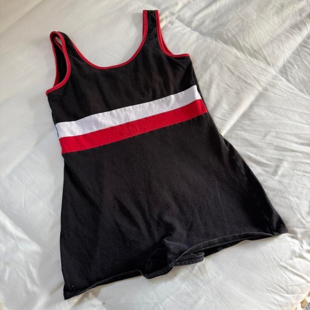 sporty stripe romper Y2K black romper Shape fx size medium